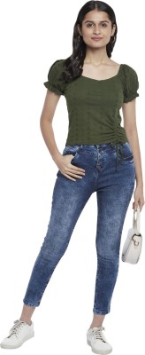 PEOPLE Casual Solid Women Green Top