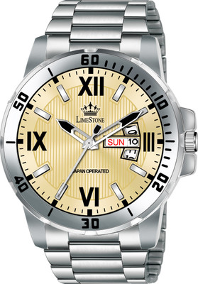 LIMESTONE Day and Date Functioning Steel Strap Adult Boys Quartz Analog Watch  - For Men