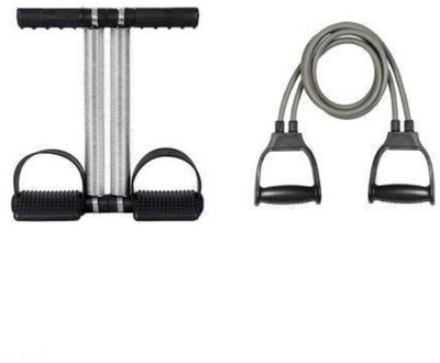 Hsp enterprises Tummy Trimmer- Double Spring Combo Detachable Double Tube Resistance Band Rope Ab Exerciser(Black)