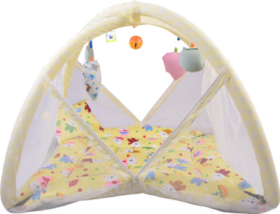 Toddylon Cotton Baby Bed Sized Bedding Set(Yellow, 1 Mosquito Net Bed With Cushioned Pillow)