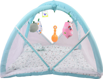 Toddylon New Born Baby Mosquito Net Bed With Cushioned Pillow Standard Crib(Fabric, Green)
