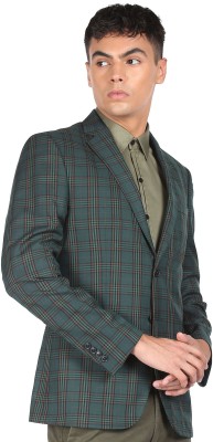 ARROW Checkered Single Breasted Formal Men Blazer(Green)