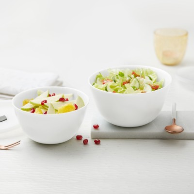 Larah by Borosil Opalware Mixing Bowl(Pack of 2, White)