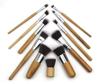 Gonegal 11 PIECES WOODEN BRUSH SET FOUNDATION EYESHADOW ETC.(Pack of 11)