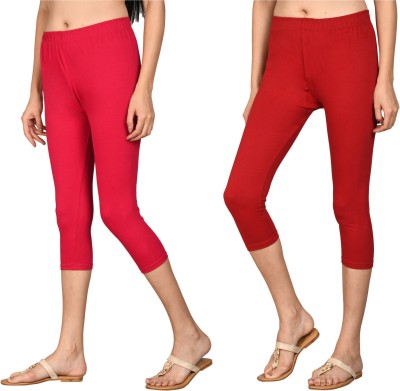 SURTI ENTERPRISES Women Cotton Capri Women Maroon, Red Capri