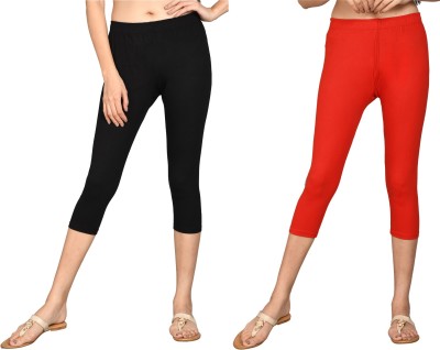 SURTI ENTERPRISES Women Cotton Capri Women Black, Red Capri