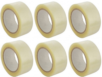 NIGSUR Single Side [6 Pack] Transparent Cello Tape 2 Inch, 50 Meter Each Transparent Tap (Manual)(Set of 6, Transparent)