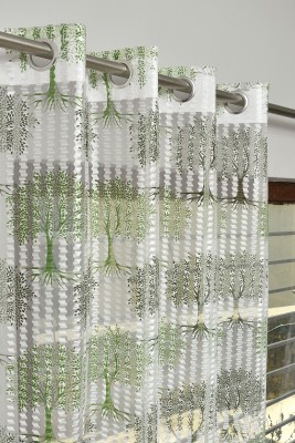 Lucacci 153 cm (5 ft) Net Transparent Window Curtain (Pack Of 2)(Printed, Green)