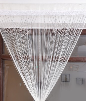 GOYTEX 213 cm (7 ft) Blends Semi Transparent Door Curtain Single Curtain(Self Design, White)