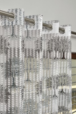 Lucacci 274 cm (9 ft) Net Transparent Long Door Curtain (Pack Of 2)(Printed, Grey)