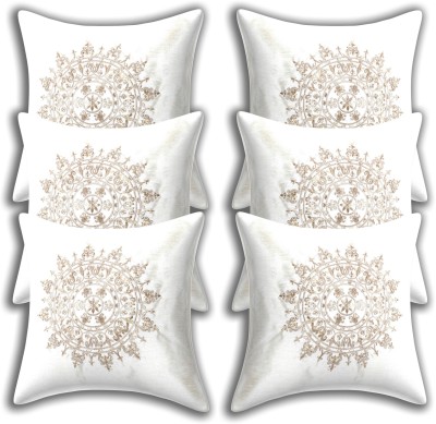 INDHOME LIFE Embroidered Cushions Cover(Pack of 6, 40 cm*40 cm, White)