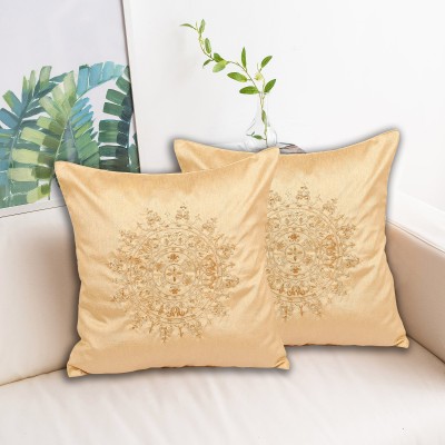 INDHOME LIFE Embroidered Cushions Cover(Pack of 2, 40 cm*40 cm, Cream)