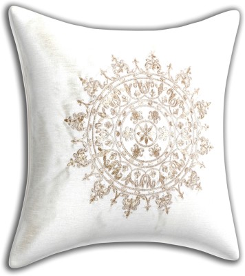 INDHOME LIFE Embroidered Cushions Cover(40 cm*40 cm, White)