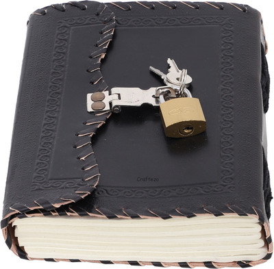 Craftezo Handcrafted Book-size Diary Unruled 200 Pages(Black)