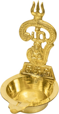 Spillbox Brass Lakshmi OM Shakti Deepak Diya Oil Lamp for Home Temple -OM Shakthi Diya Brass Table Diya(Height: 4 inch)