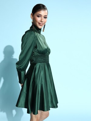 KASSUALLY Women Fit and Flare Green Dress