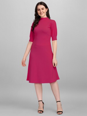 PURVAJA Women Skater Pink Dress