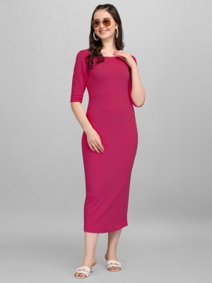 PURVAJA Women Bodycon Pink Dress