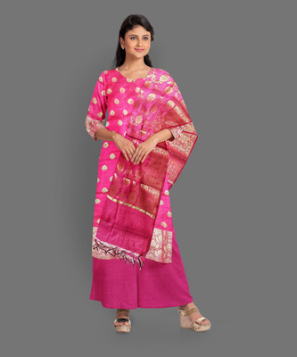 The SDF India Cotton Silk Self Design Kurta & Palazzo Material