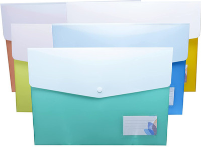 The Mark Plastic Poly-Plastic A4 Button File(Set Of 4, Multicolor)