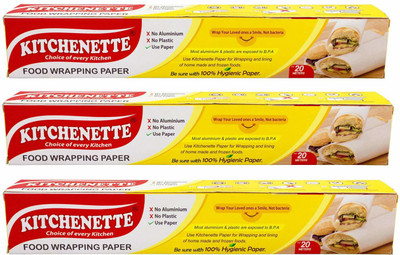 Kitchenette Food Wrapping Paper - 20 Meters X 11 inch|Microwave Safe|Butter Paper-Pack of 3 Paper Foil(Pack of 3, 20 m)