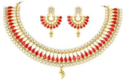 TAP Fashion Copper Gold-plated Red Jewellery Set(Pack of 1)