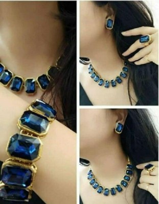 BJ JEWEL Alloy Gold-plated Blue Jewellery Set(Pack of 1)