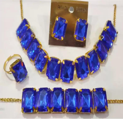 Asl World Alloy Gold-plated Blue Jewellery Set(Pack of 1)