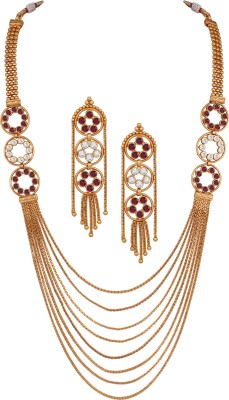 JFL - Jewellery for Less Copper Gold-plated Maroon, White, Gold Jewellery Set(Pack of 1)