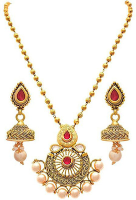 JFL - Jewellery for Less Copper Gold-plated Red Jewellery Set(Pack of 1)