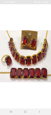 Asl World Alloy Gold-plated Maroon Jewellery Set(Pack of 1)