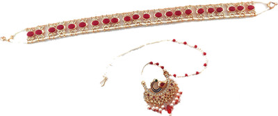 NIKYANKA Alloy Gold-plated Gold, Red Jewellery Set(Pack of 1)