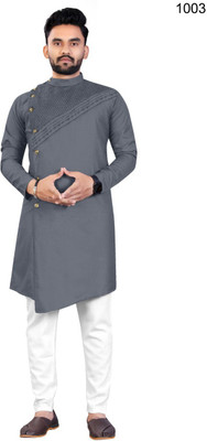 SHREE ART CREANTION Men Self Design A-line Kurta(Grey)