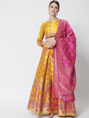 Divastri Self Design Semi Stitched Lehenga Choli(Yellow)