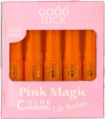 Goodluck Pink Magic Lip Balm (Pack of 5) Orange(Pack of: 5, 30 g)