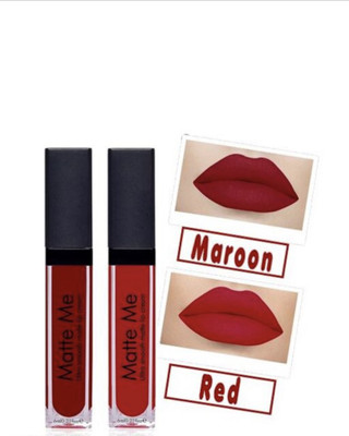 BLUSHIS Waterproof ,Smudge proof ,Forever Matte liquid� Combo of 2(Red, Maroon, 16 ml)