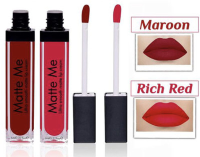 BLUSHIS Waterproof Longlasting Sensational Liquid Matte Lipsticks Combo of 2(The Red Edition, 16 ml)