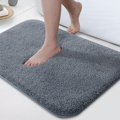 Chhogli Microfiber Bathroom Mat(Gray, Medium, Pack of 3)