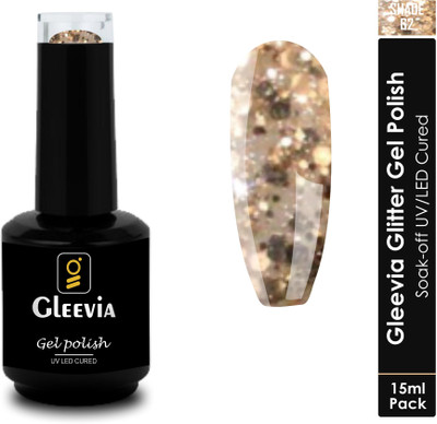 Gleevia UV LED Soak-Off Glitter Gel Polish for Professionals 15ml Brush Cap G2 Shade G2
