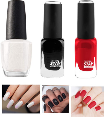 ADJD MATTE FINISH NEW NAIL PAINT COMBO WHITE SHINE & RED ,BLACK MULTI COLOR