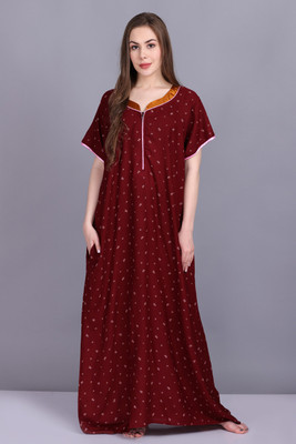 Girls and Moms Women Nighty(Maroon)