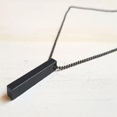 Agarwalproduct Metal Fancy & Stylish 3D Vertical Bar Locket Pendant Chain Stainless Steel Locket