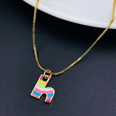 ZIVOM Letter Alphabet Initial H Gold-plated Copper Pendant Set