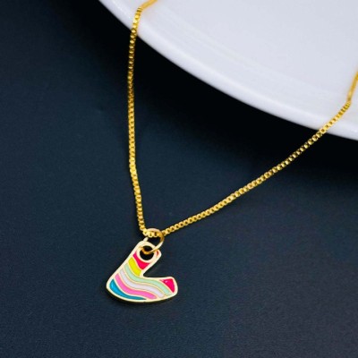 ZIVOM Letter Alphabet Initial V Gold-plated Copper Pendant Set