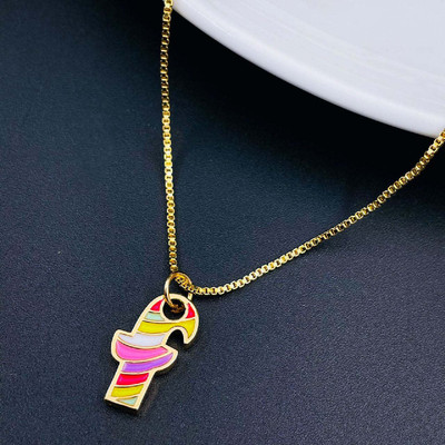 ZIVOM Letter Alphabet Initial F Gold-plated Copper Pendant Set