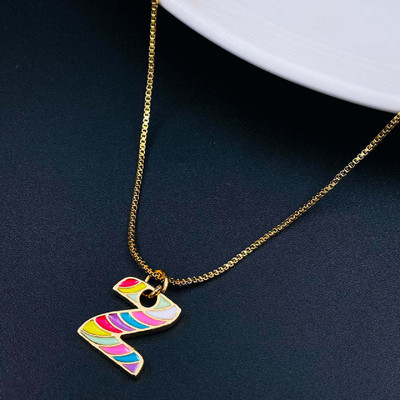 ZIVOM Letter Alphabet Initial Z Gold-plated Copper Pendant Set