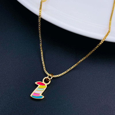 ZIVOM Letter Alphabet Initial I Gold-plated Copper Pendant Set