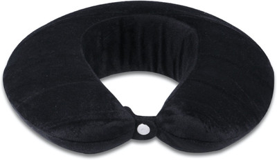 Rise & Shine Neck Pillow for Travel in Flight, Car, Train Memory Foam Solid Travel Pillow Pack of 1(Black)