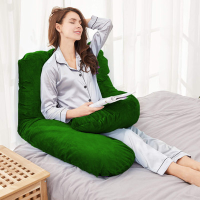 rithwik finishing Luxurious Imported Velvet Microfibre Solid Pregnancy Pillow Pack of 1(Green)