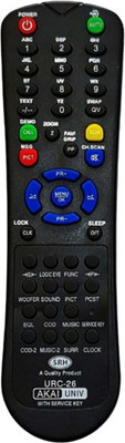 Nij URC-26 Compatible For Universal TV Remote Control With Service Key AKAI / VIDEOCON Remote Controller(Black)